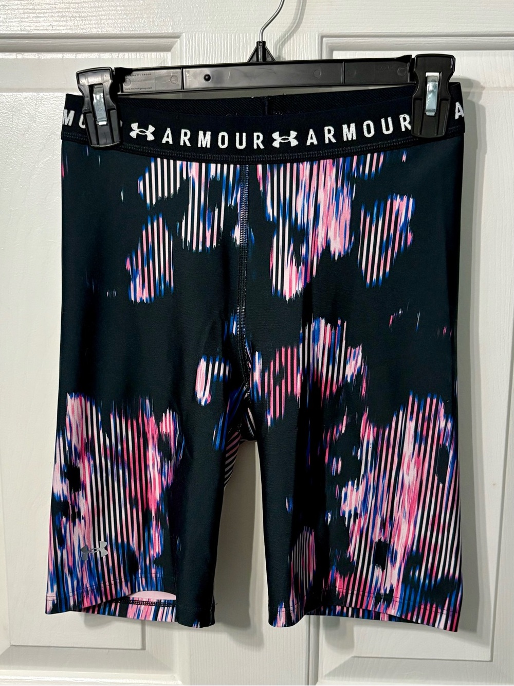 Under Armour Black Shorts with Pink & Blue Abstract Print